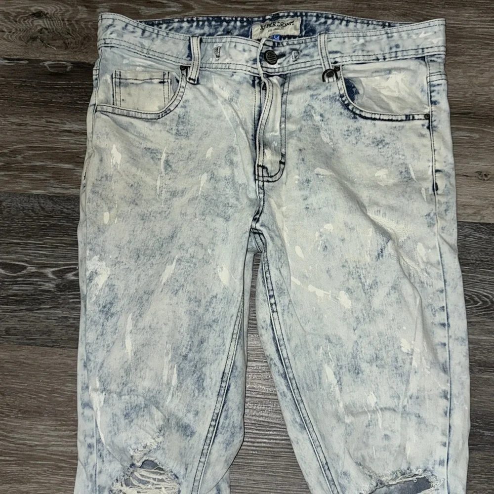 Hyper Denim Distressed Acid Wash Skinny Jeans
